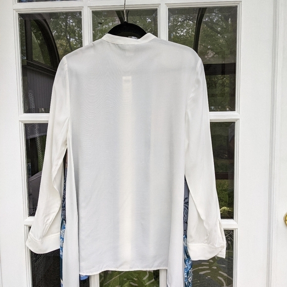 Chico's Bu Tunic Blouse SharkBite Size 1/M Kimono Collar Handkerchief new - Picture 3 of 6